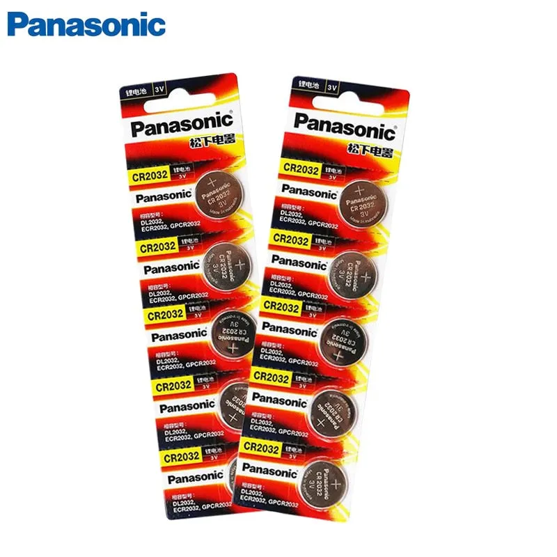 10pcs PANASONIC original brand new battery cr2032 3v button cell coin batteries for watch computer toy remote control cr 2032