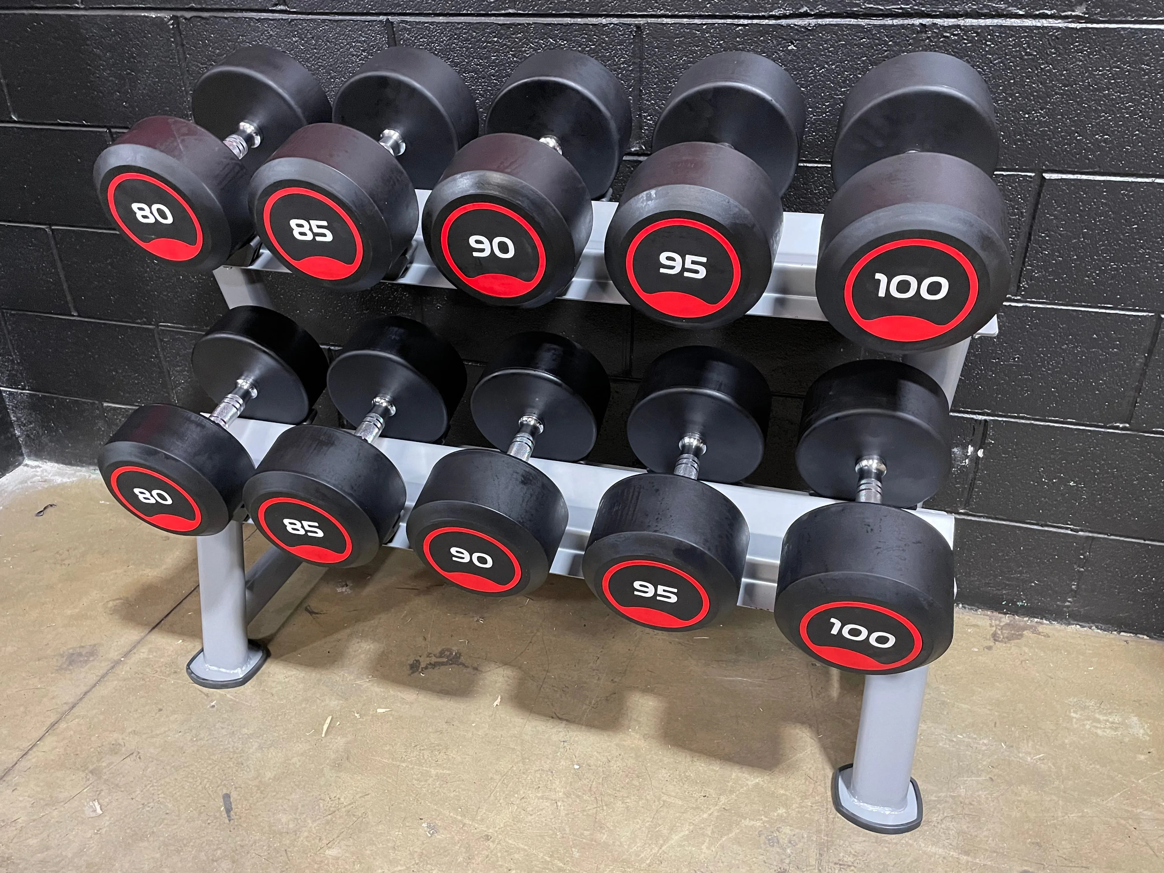 80LB-100LB Pro Style Rubber Dumbbell Set lol