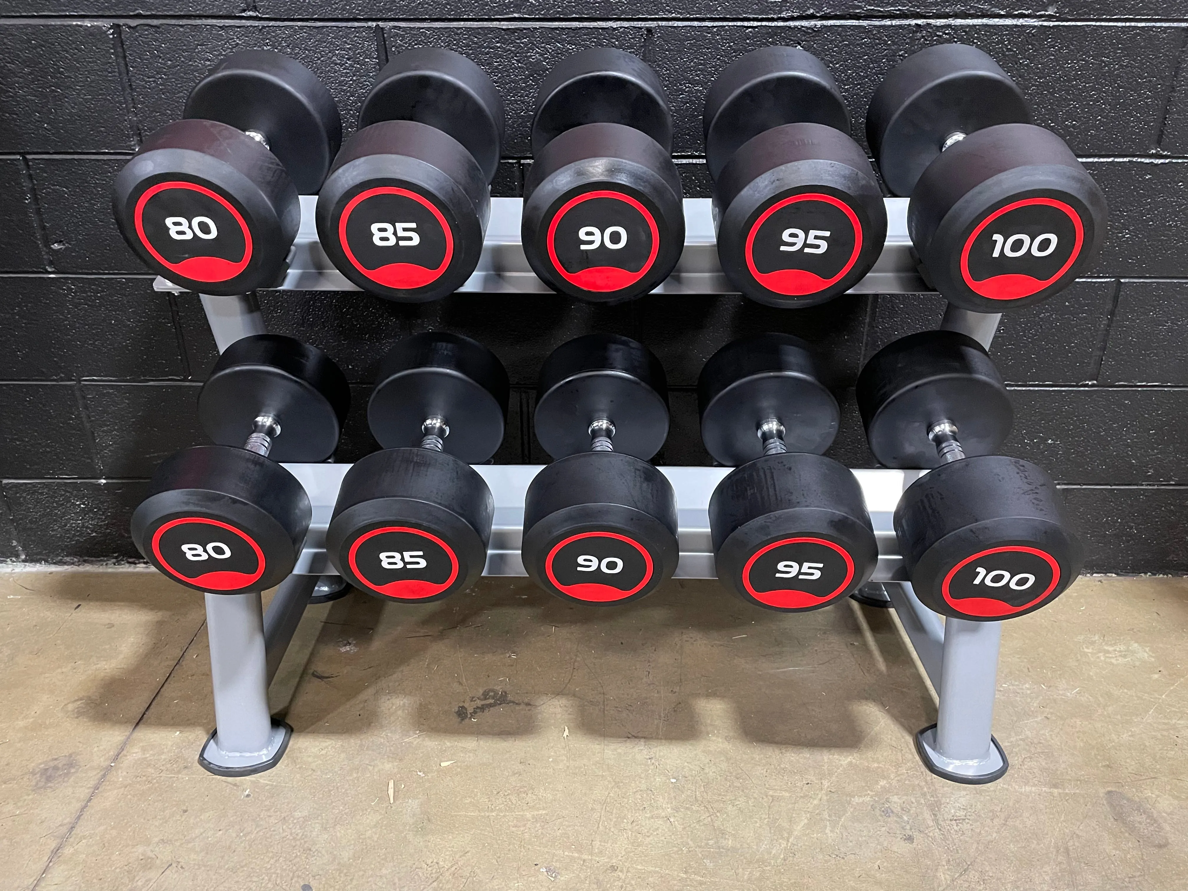 80LB-100LB Pro Style Rubber Dumbbell Set lol