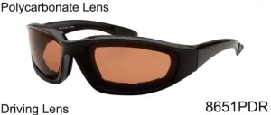 8651PDR - Wholesale Cushioned Biker Style Sunglasses