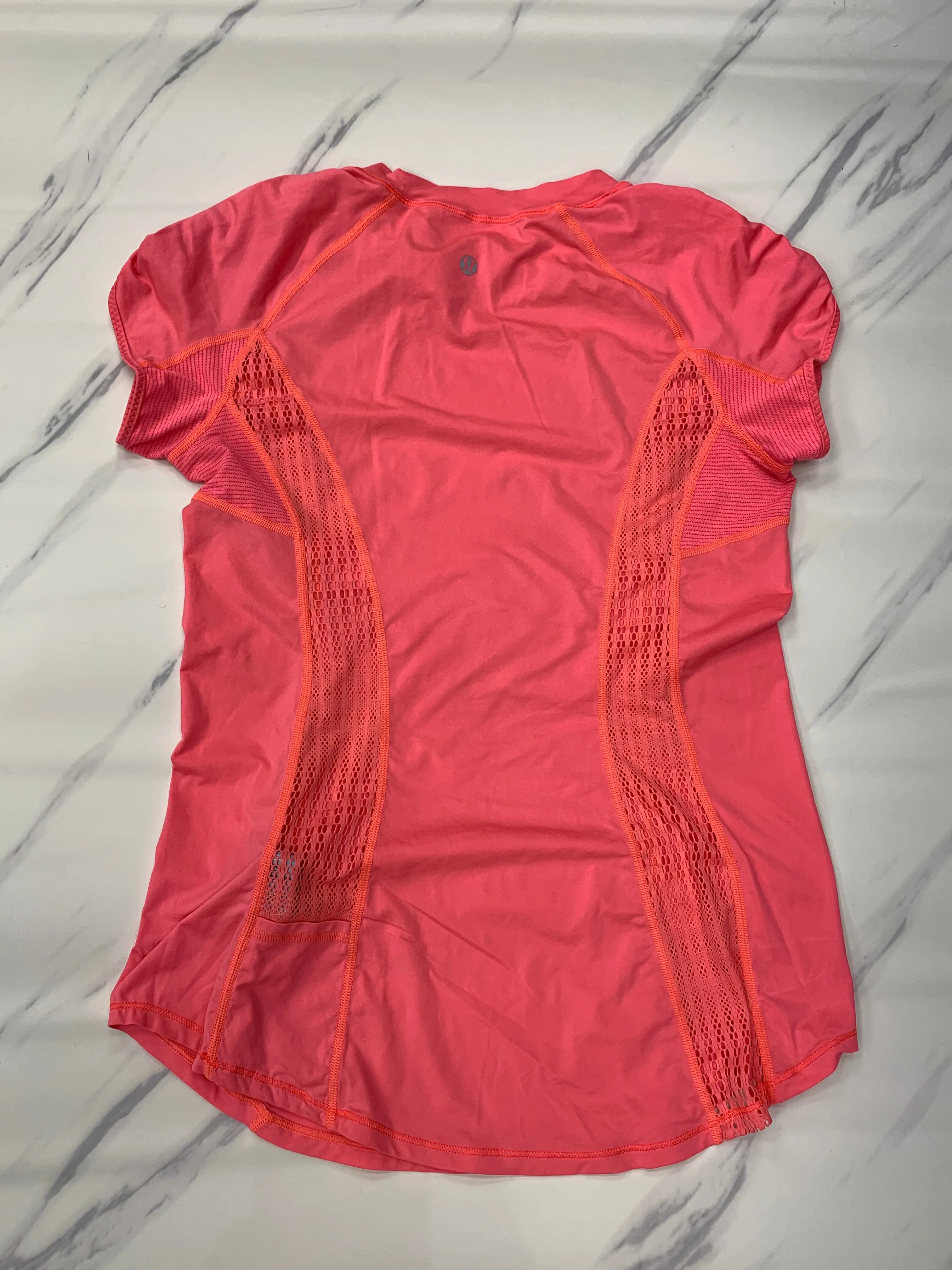 Athletic Top Short Sleeve By Lululemon In Orange, Size: 6