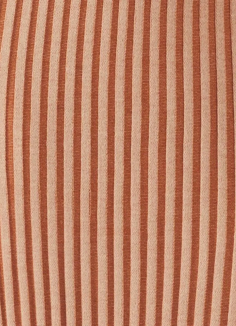 Aubrey Two-Tone Rib Top - Terracotta