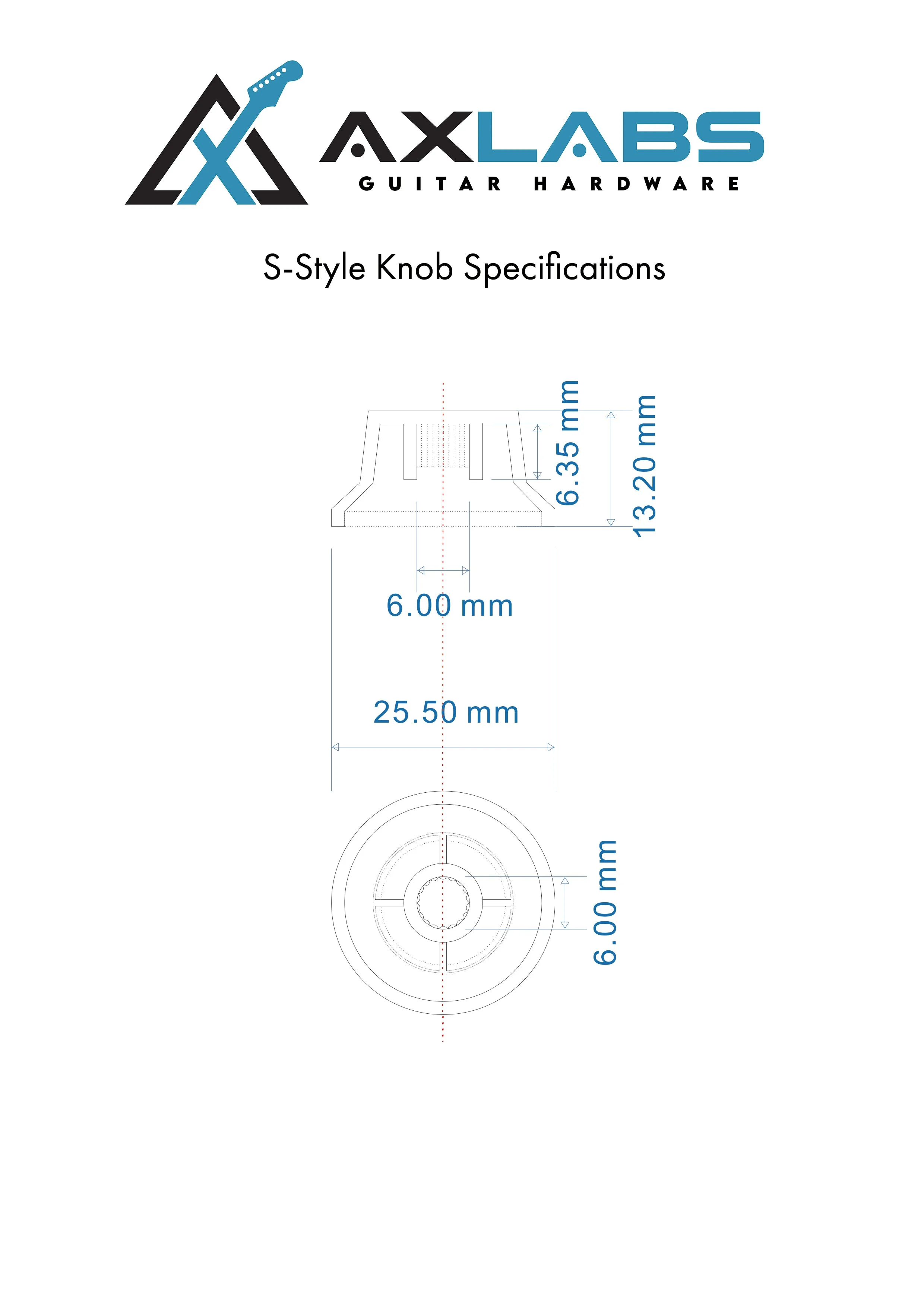 AxLabs Lefty Strat-Style Knob Set (3)