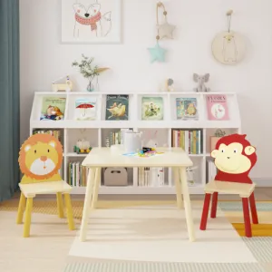 Bellemave® 3 Pieces Toddler Table and Chair Set(Lion&Monkey)