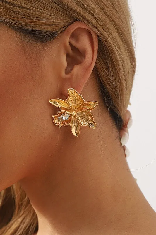 Blooming Style Gold Earrings