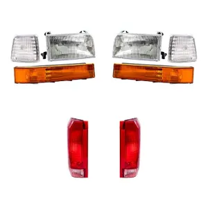 Brock Replacement 8 Piece Lights Set Headlights Tail Lights and Signal Lights Kit Compatible with 1992-1997 Styleside Pickup Truck