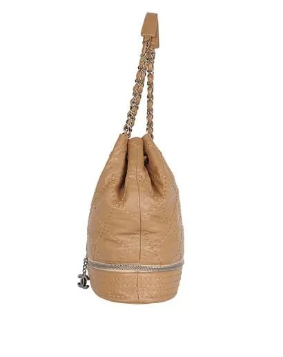 Chanel CC Wild Stitch Brown Leather Bucket Bag