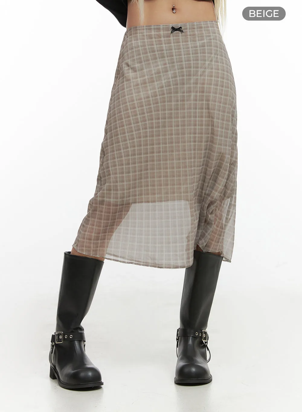 Checkered Charm Midi Skirt CO414