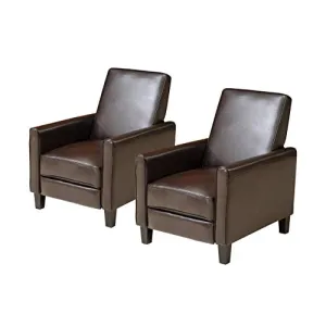 Christopher Knight Home Marshal Contemporary Bonded Leather Recliner (Set of 2), Brown and Dark Brown