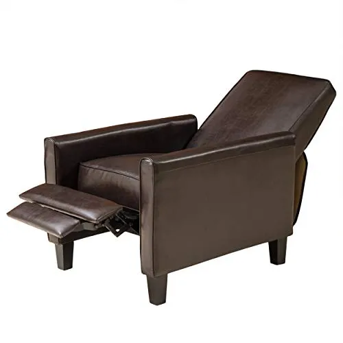 Christopher Knight Home Marshal Contemporary Bonded Leather Recliner (Set of 2), Brown and Dark Brown