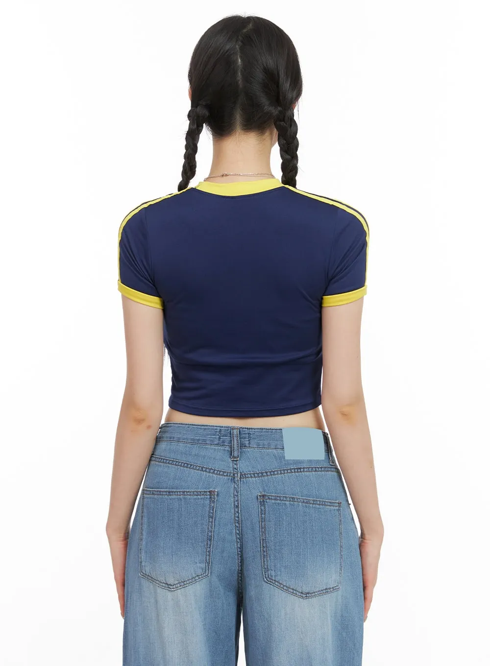 Color Contrast Lettering Crop Top CG409