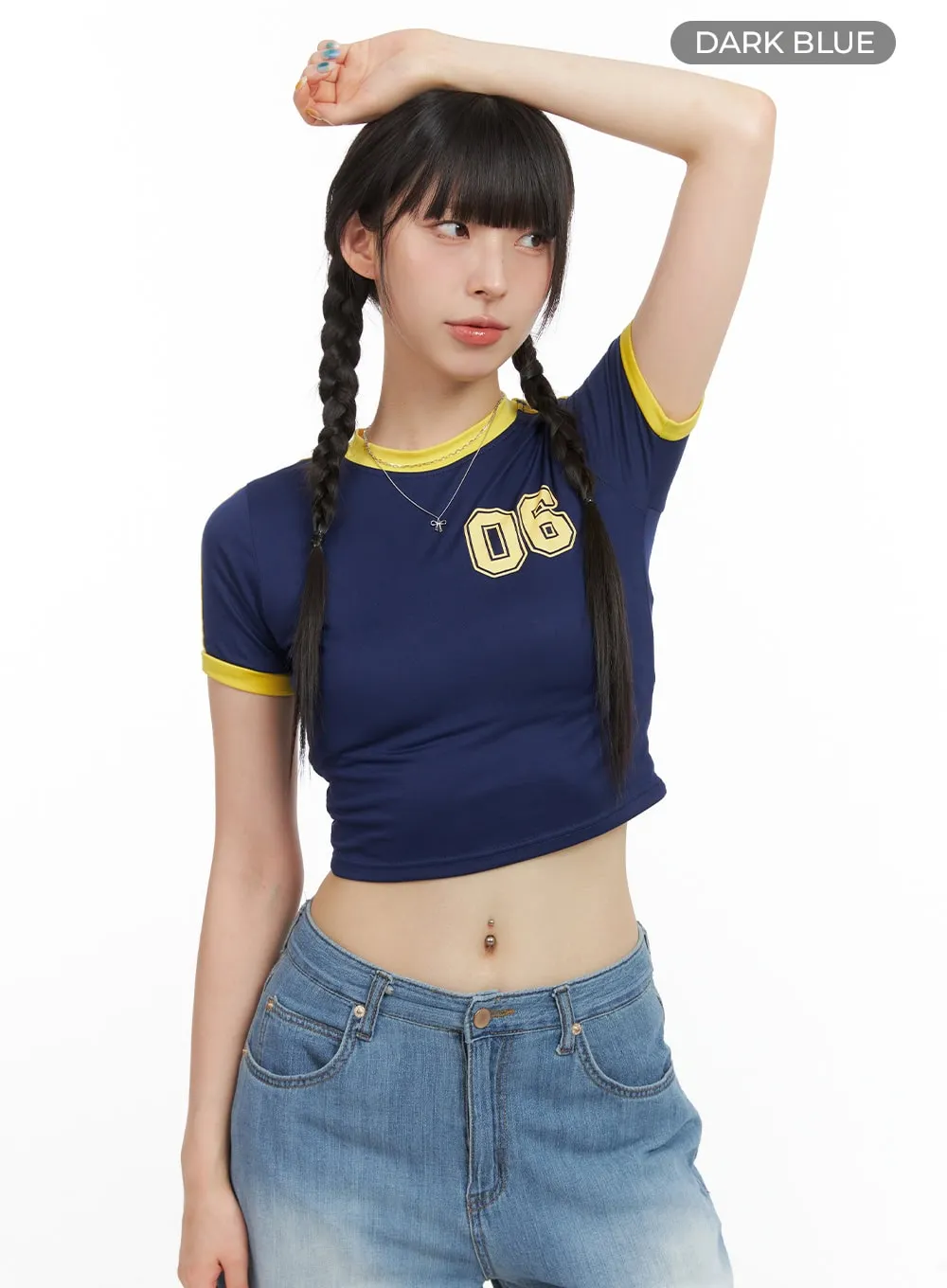 Color Contrast Lettering Crop Top CG409