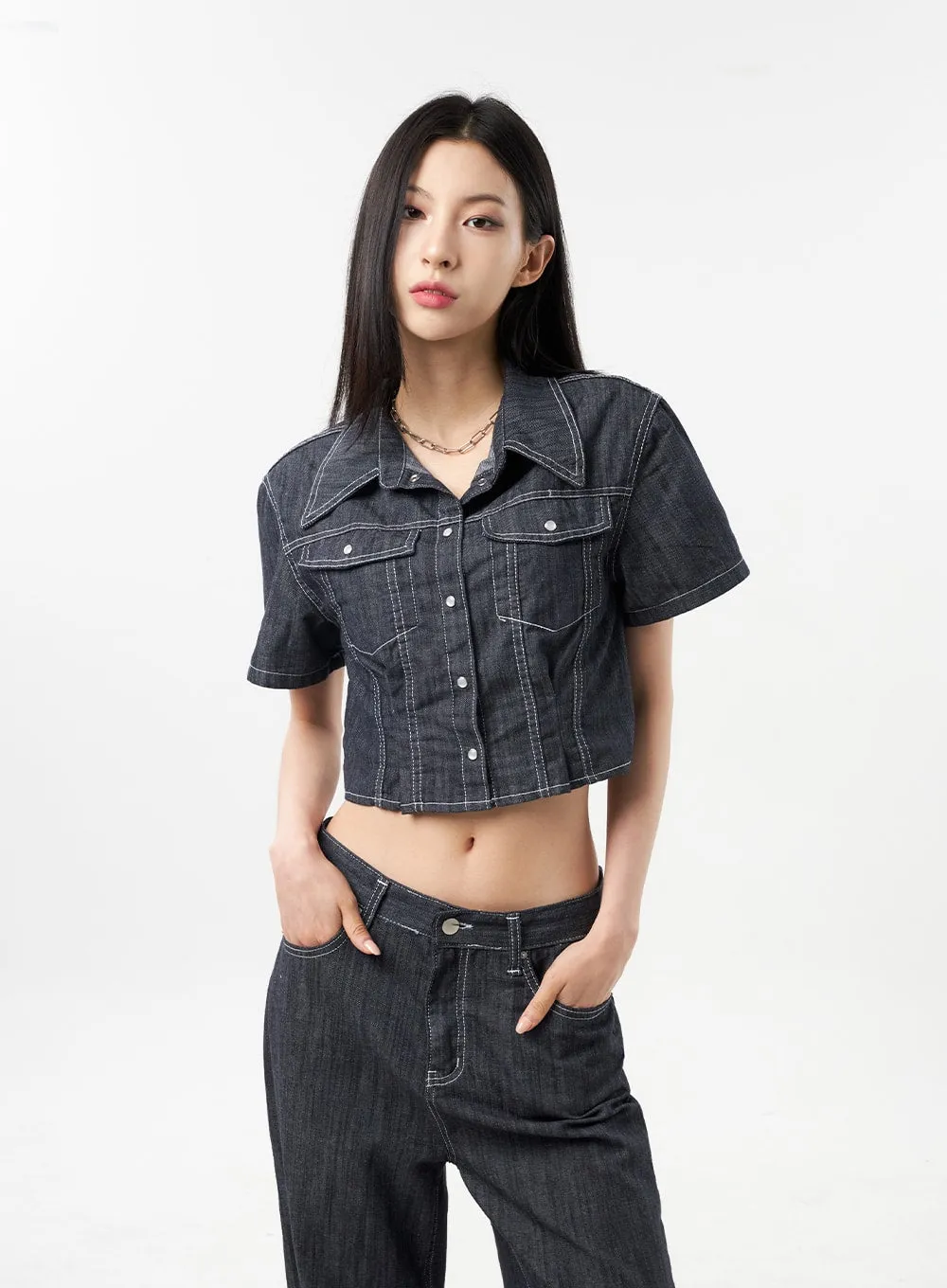 Cropped Denim Shirt CU312