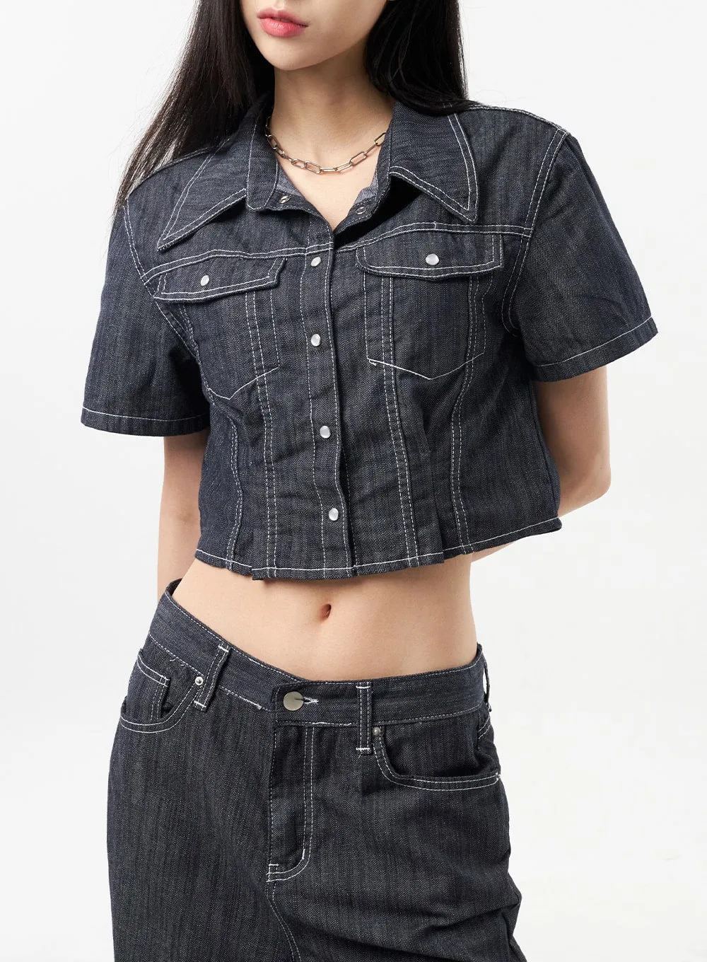 Cropped Denim Shirt CU312