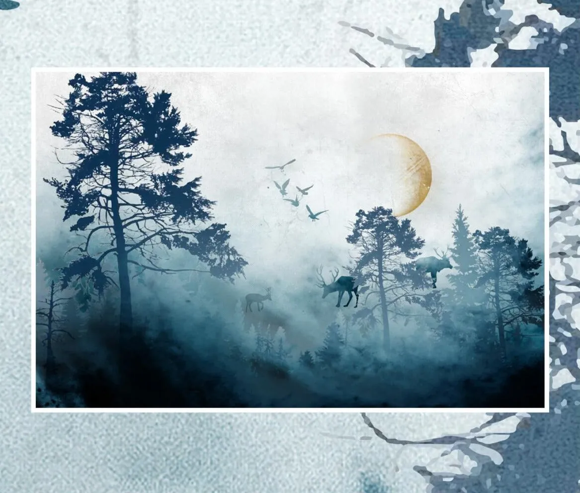 Custom Wallpaper Mural Nordic Abstract Elk in the Woods (㎡)