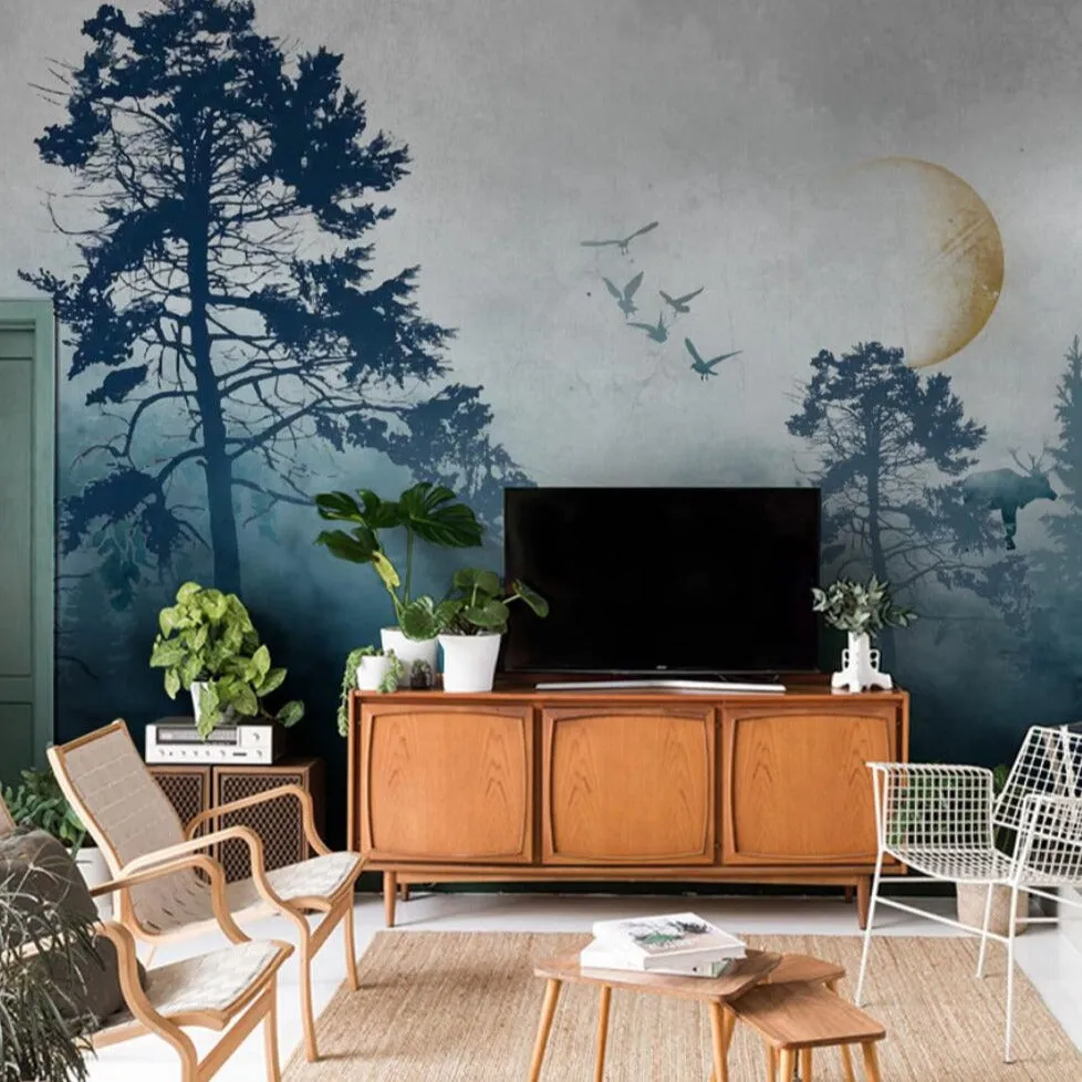 Custom Wallpaper Mural Nordic Abstract Elk in the Woods (㎡)