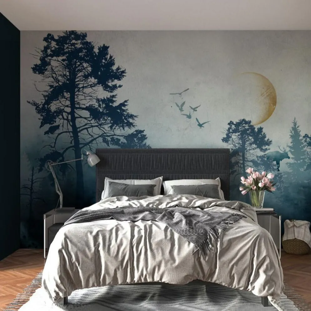 Custom Wallpaper Mural Nordic Abstract Elk in the Woods (㎡)