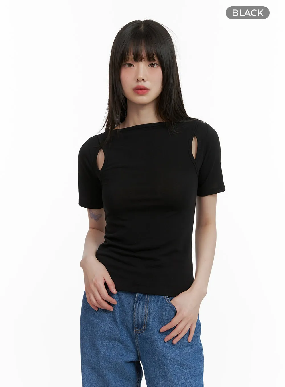 Cut-Out Sleeve Tee CY428