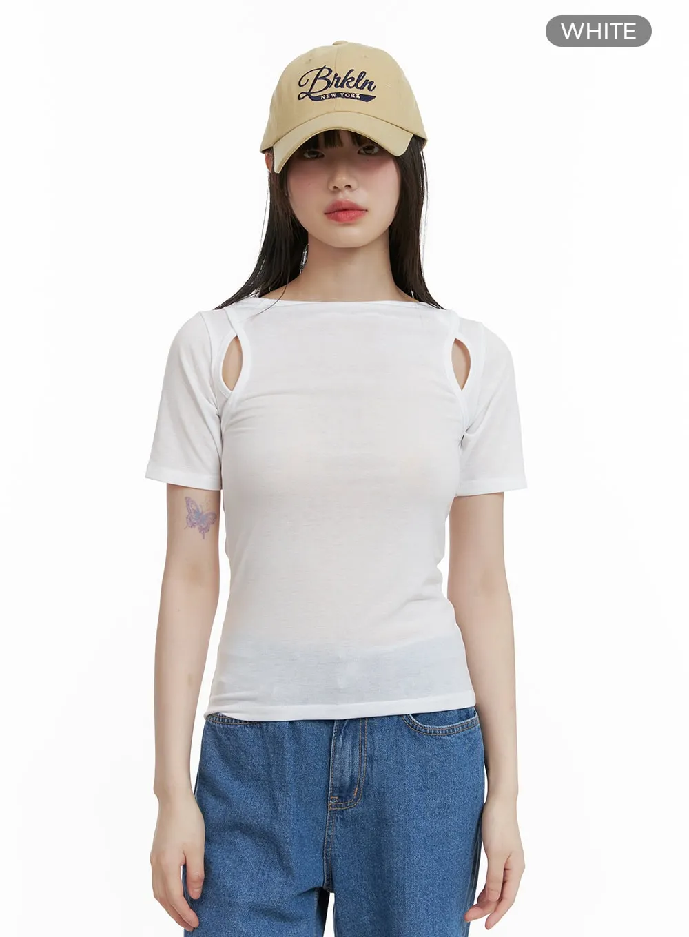 Cut-Out Sleeve Tee CY428