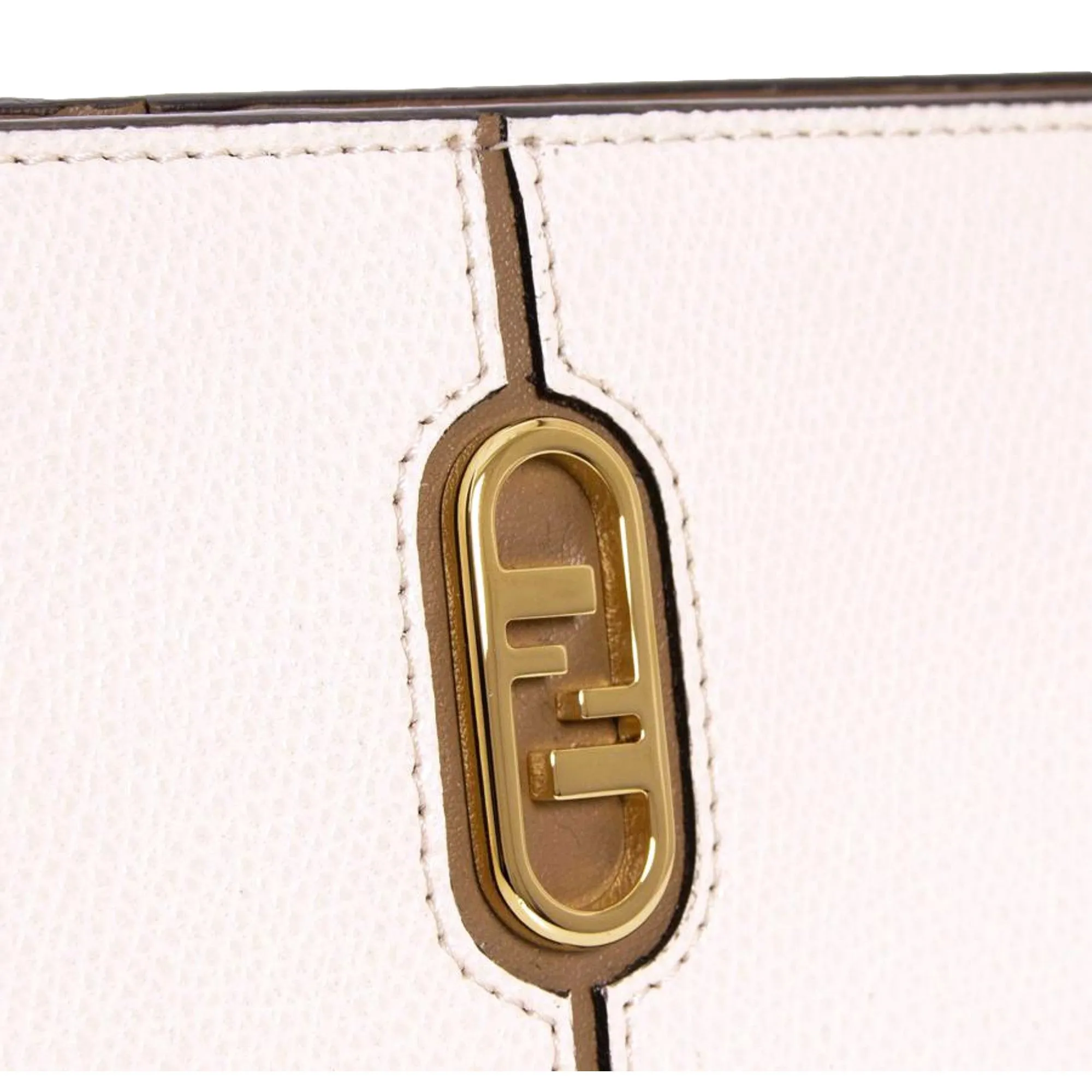 Fendi O'Lock Rose Pink and Tortora Gray Calf Leather Snap Continental Wallet