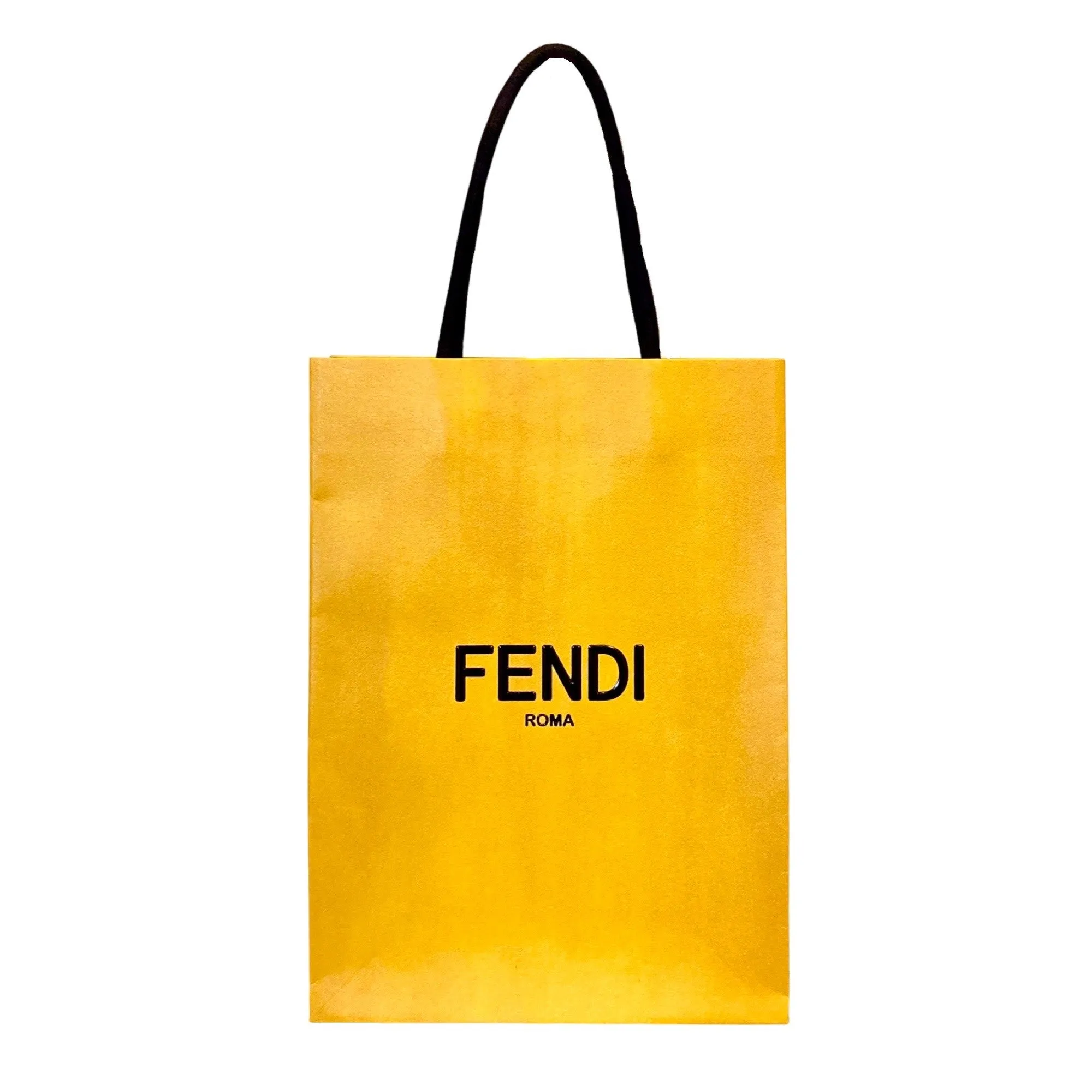 Fendi Roma Designer Shopping Gift Bag Logo Yellow Paper Small