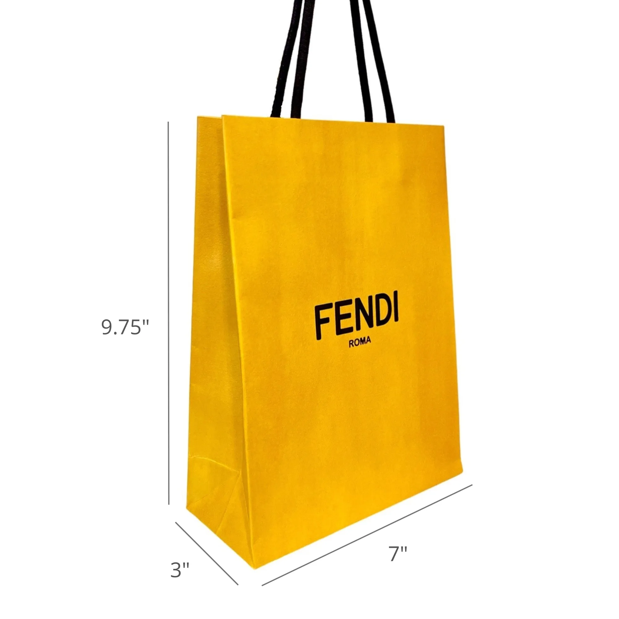 Fendi Roma Designer Shopping Gift Bag Logo Yellow Paper Small