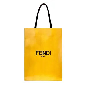 Fendi Roma Designer Shopping Gift Bag Logo Yellow Paper Small