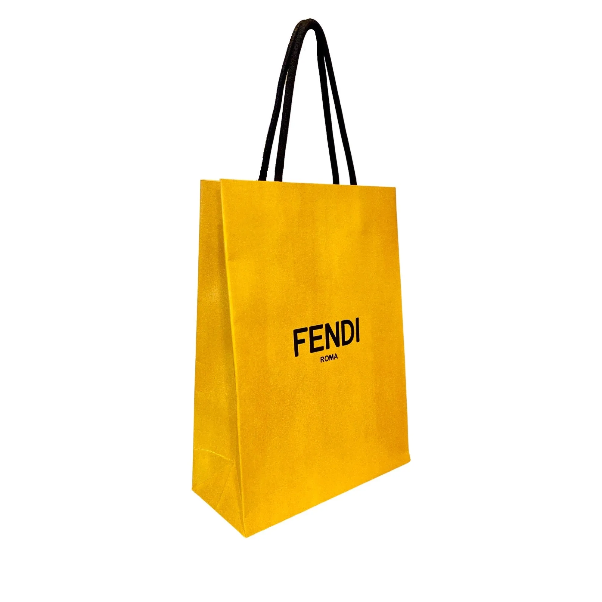 Fendi Roma Designer Shopping Gift Bag Logo Yellow Paper Small