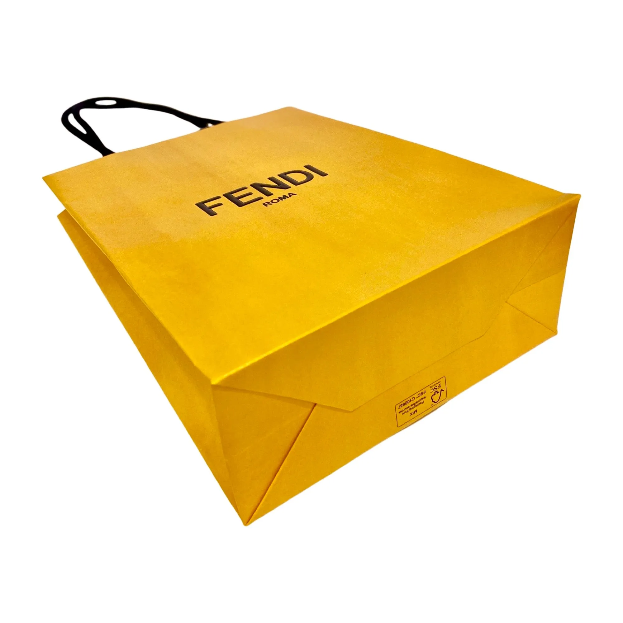 Fendi Roma Designer Shopping Gift Bag Logo Yellow Paper Small