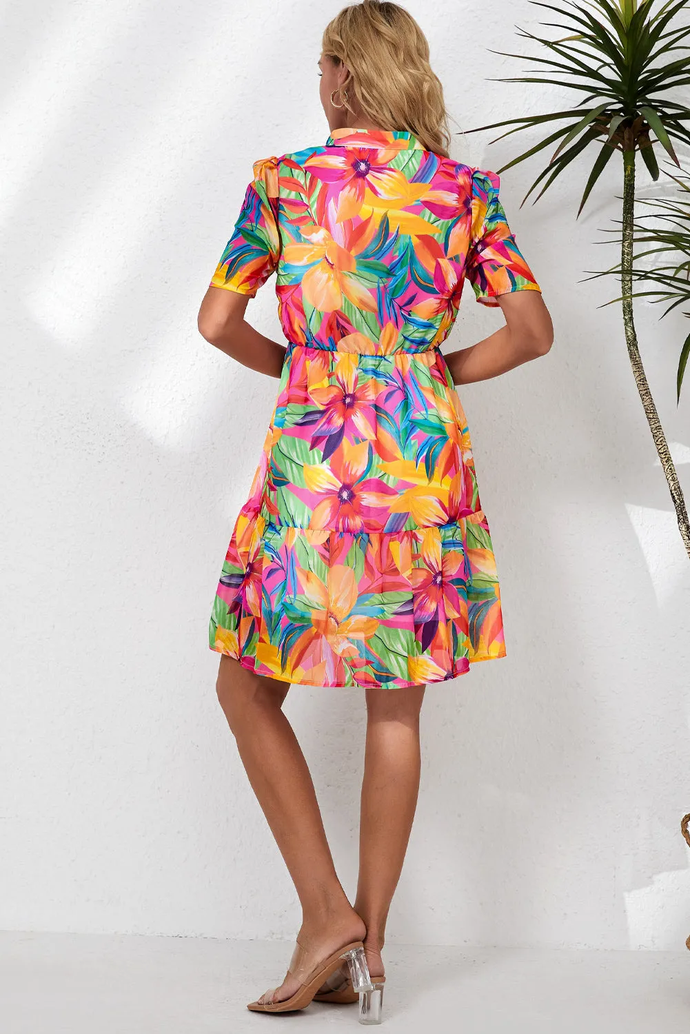 Floral Short Tropical Vacation Dress