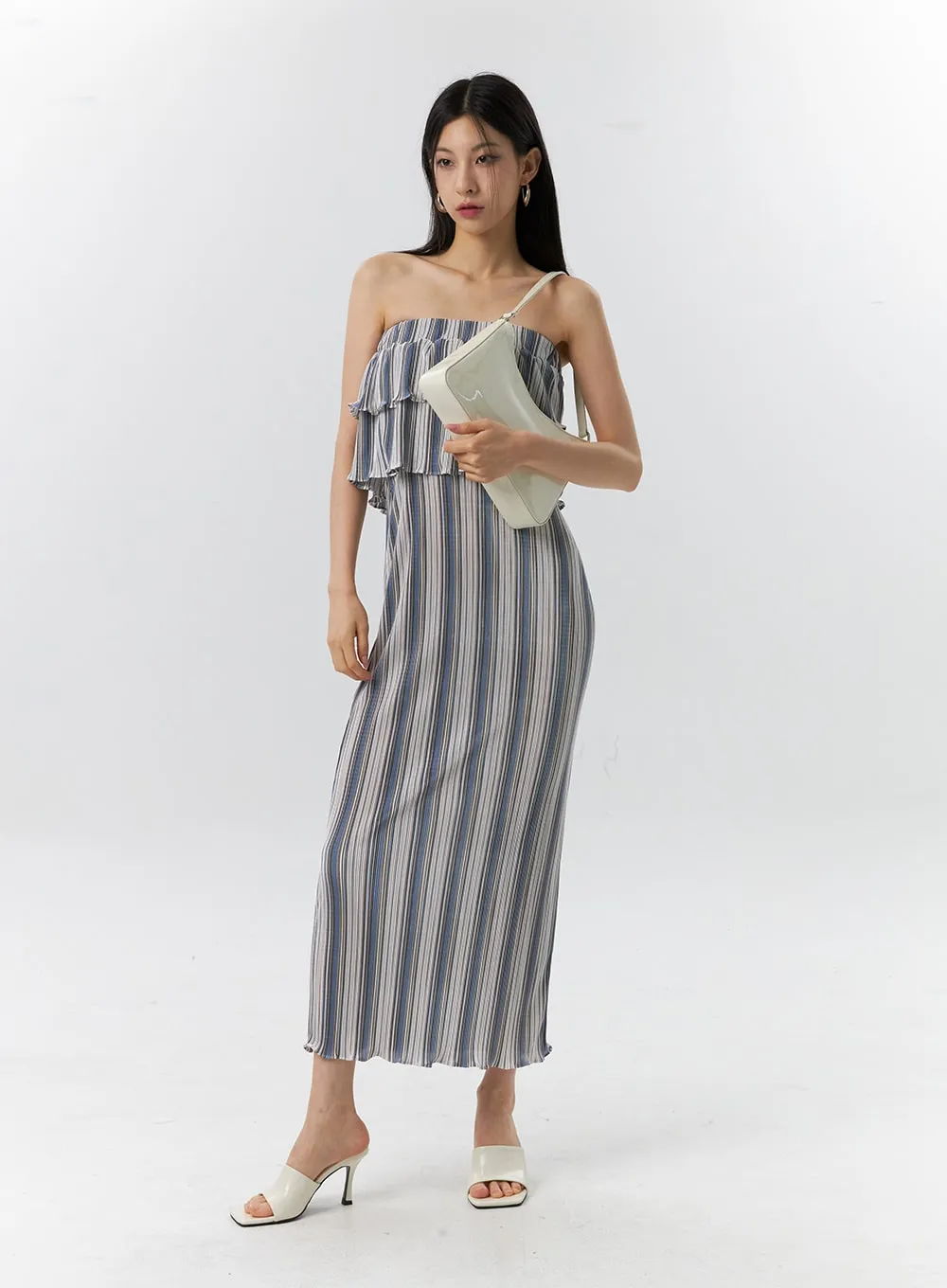 Frill Stripe Maxi Dress IL326