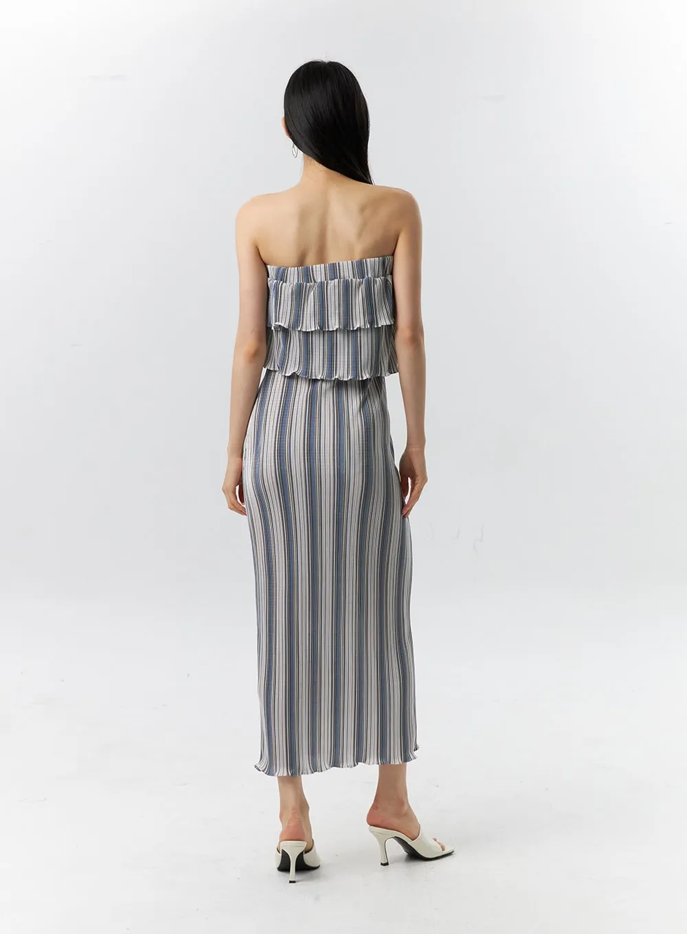 Frill Stripe Maxi Dress IL326