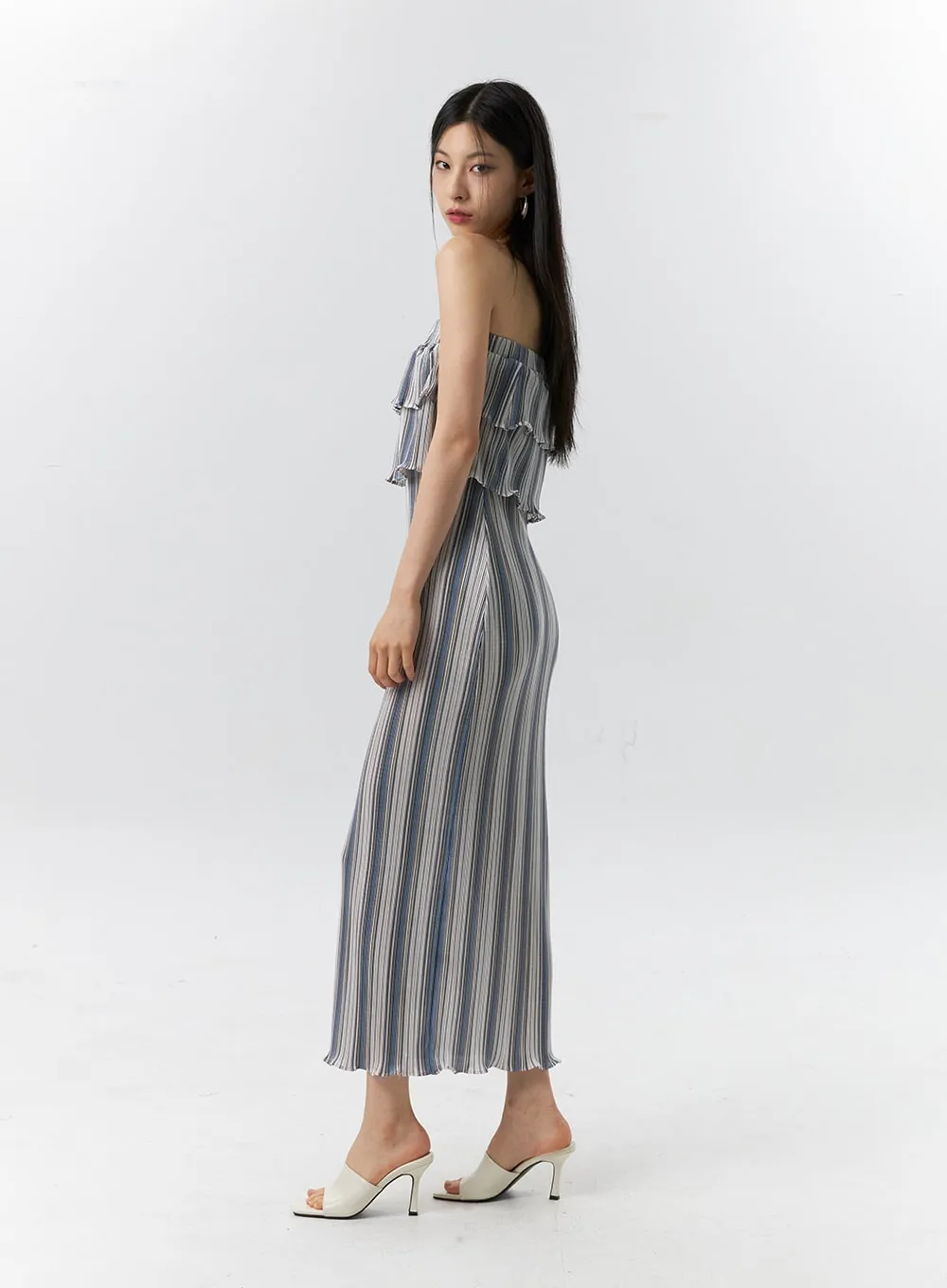 Frill Stripe Maxi Dress IL326