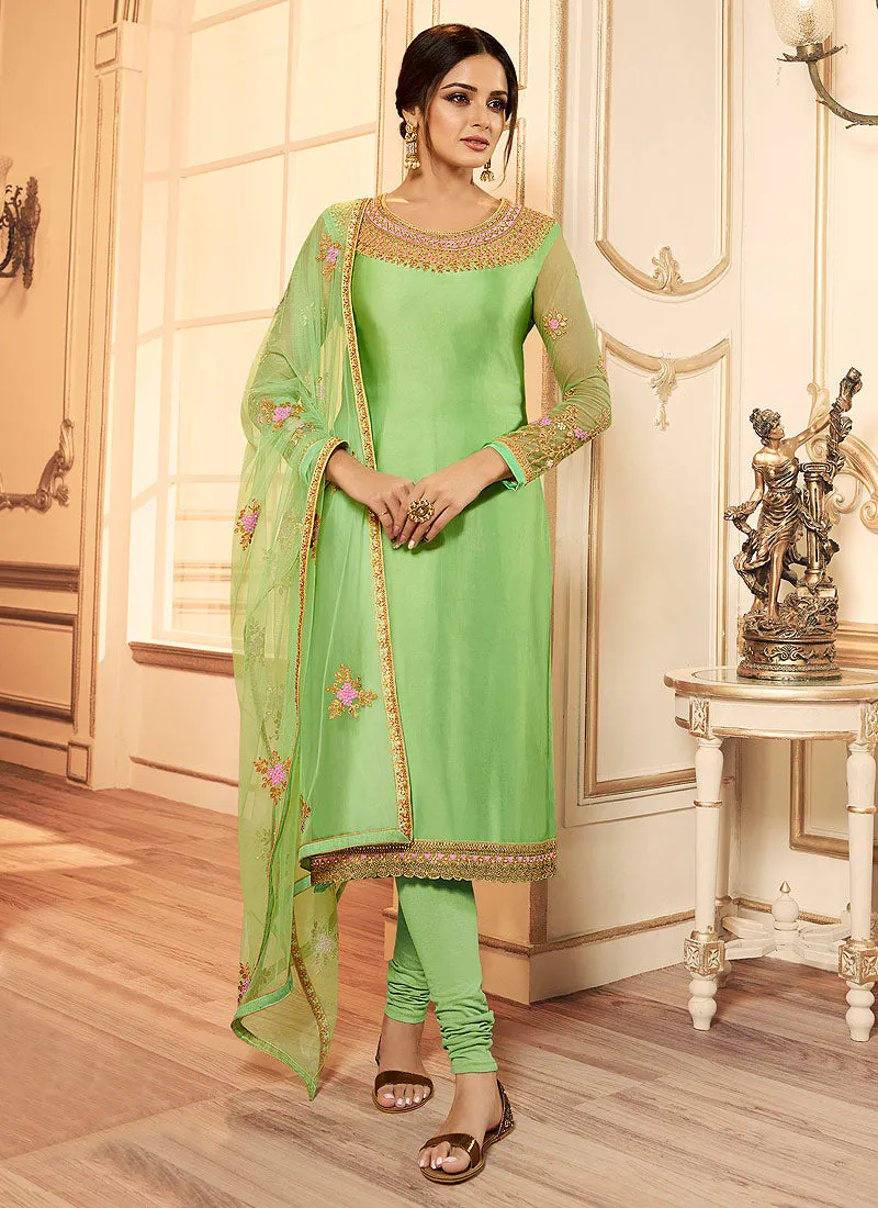 Green And Pink Wedding Lehenga Suit