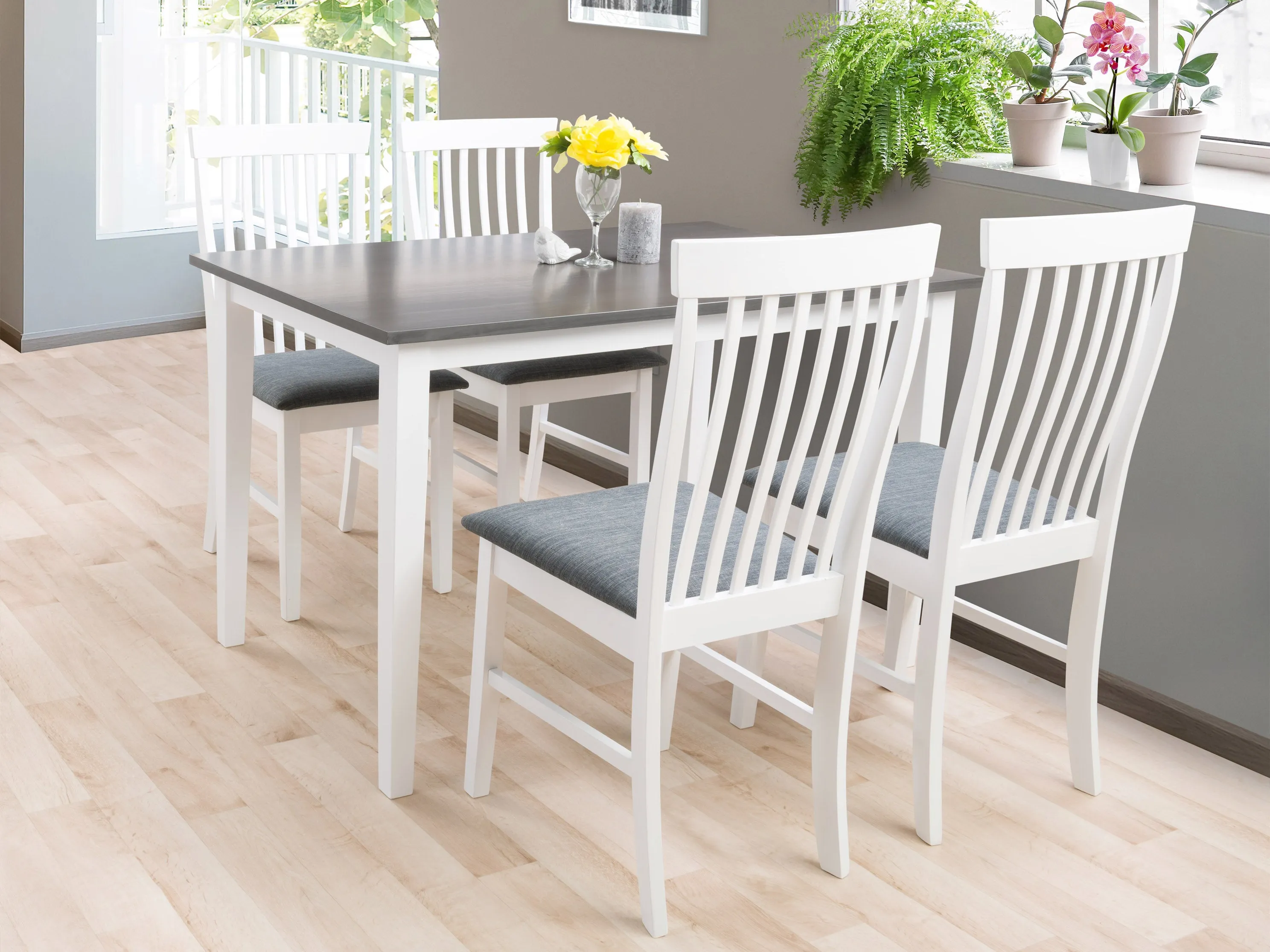 Grey and White Dining Set, 5pc