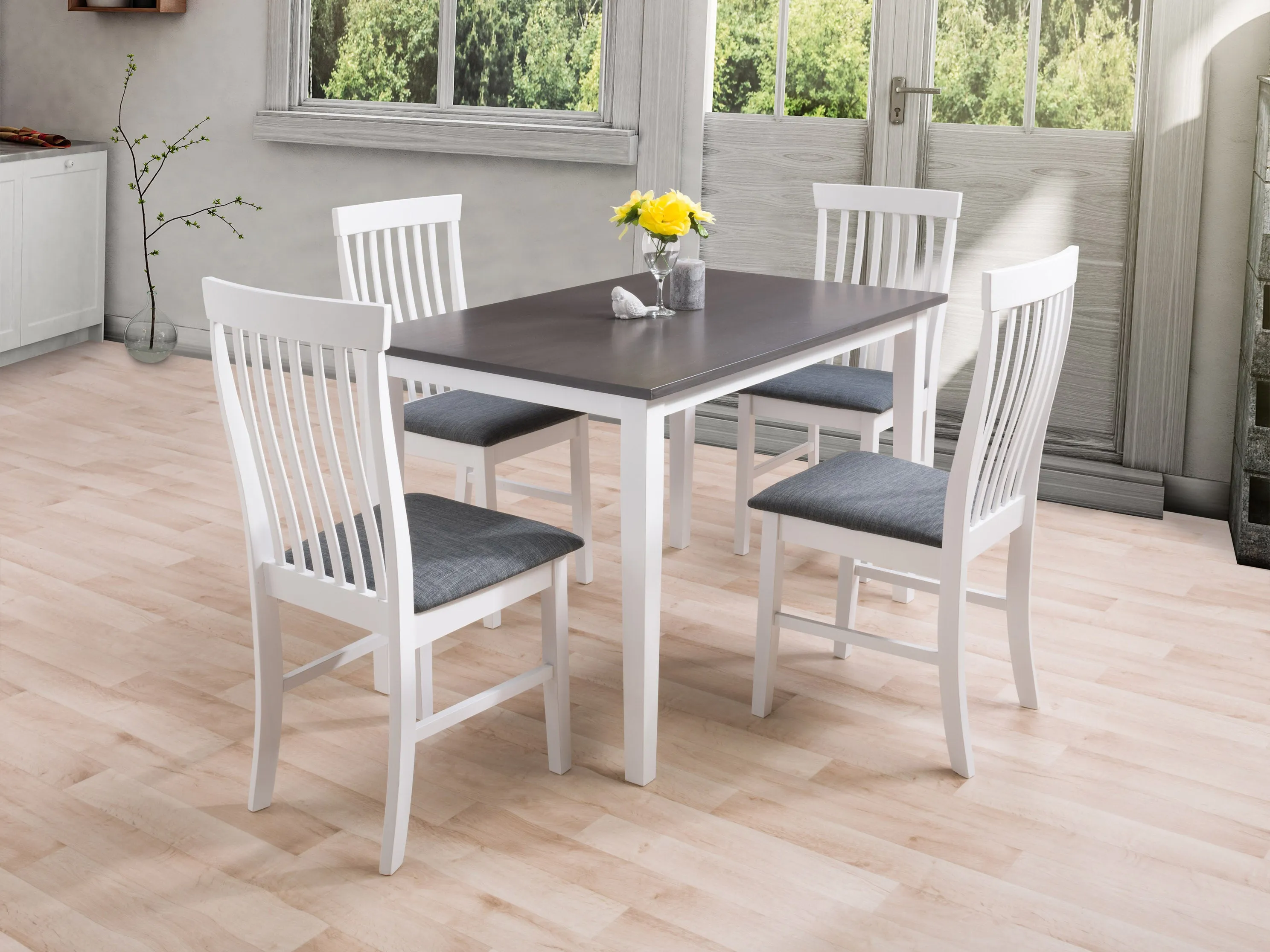 Grey and White Dining Set, 5pc