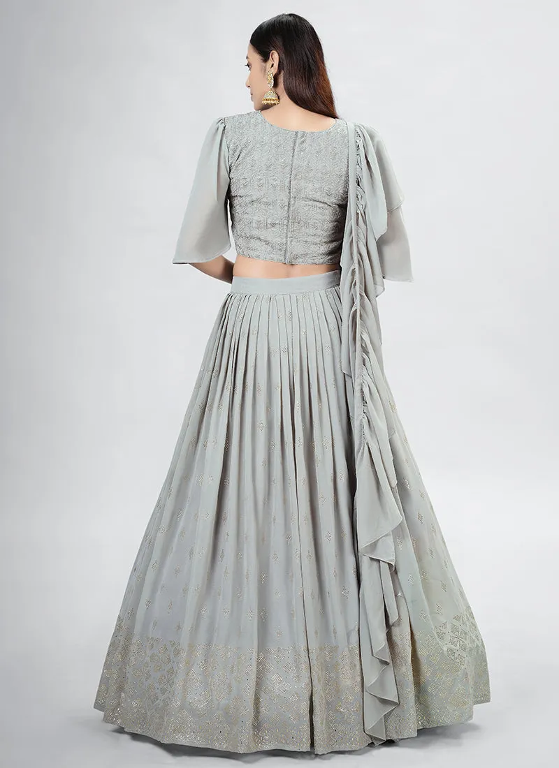 Grey Embroidery Festive Lehenga Choli