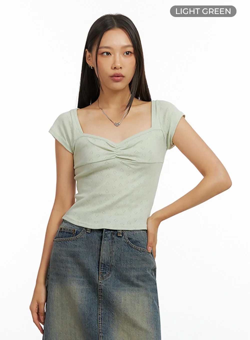 Heart Front Shirred Top IG405