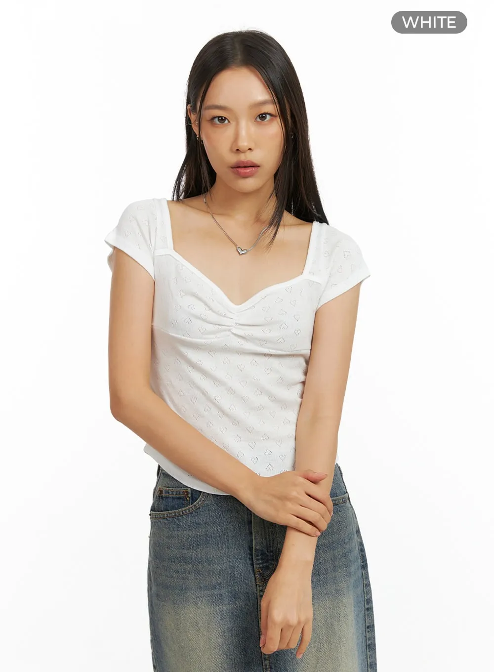 Heart Front Shirred Top IG405