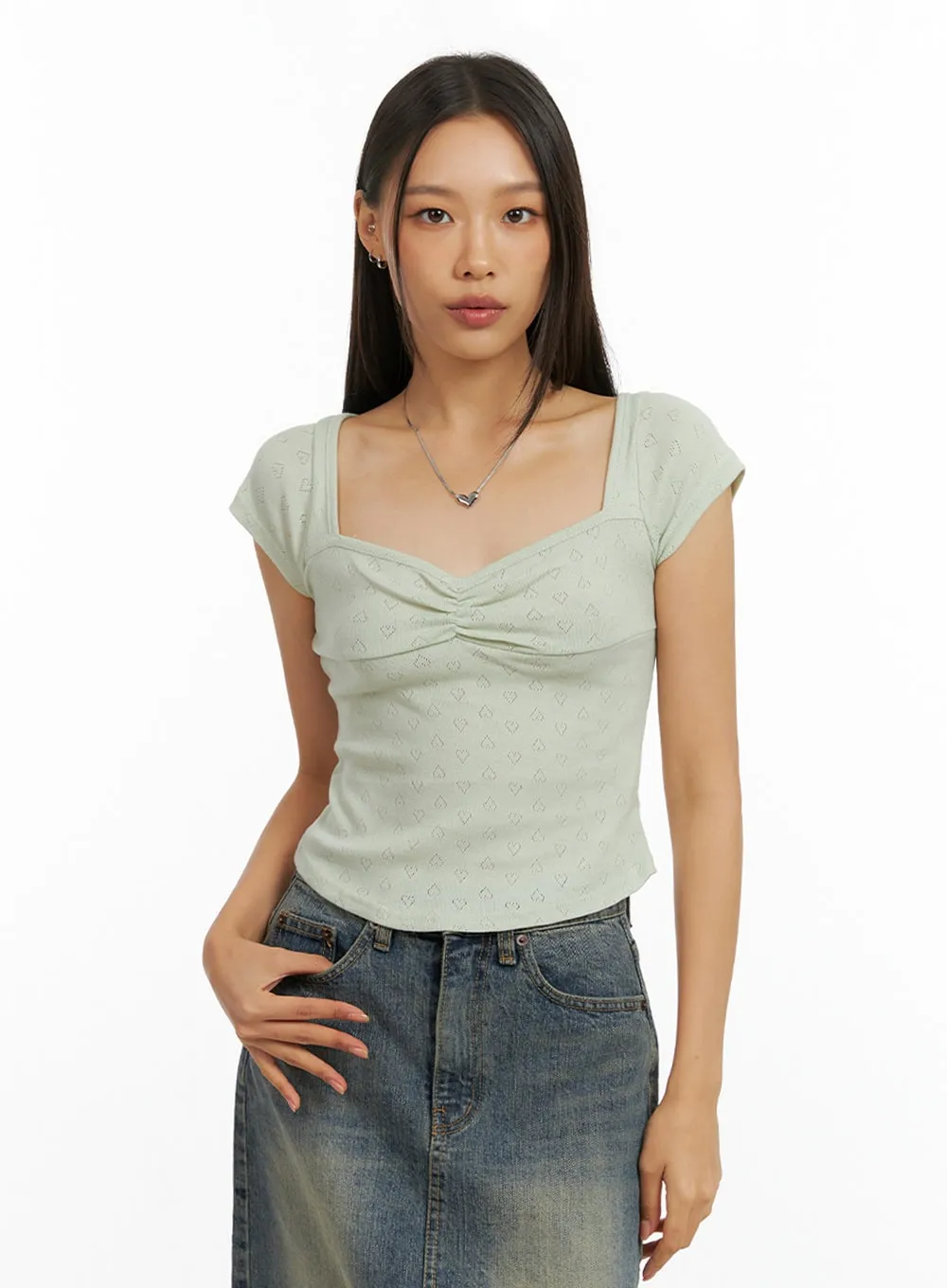 Heart Front Shirred Top IG405