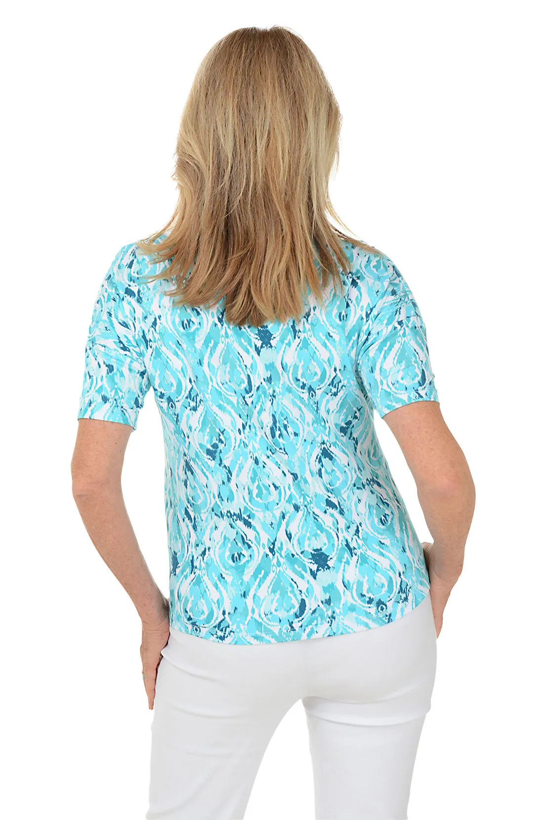 Ikat Tie-Front V-Neck Tee