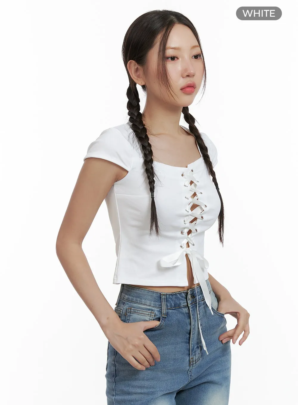 Lace Up Crop Top OL402