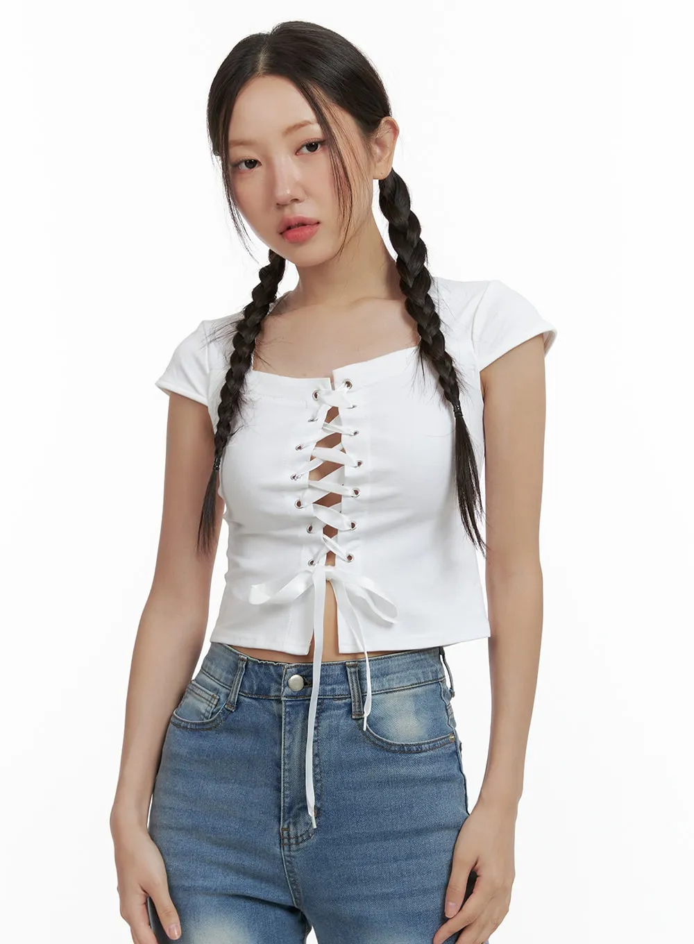 Lace Up Crop Top OL402