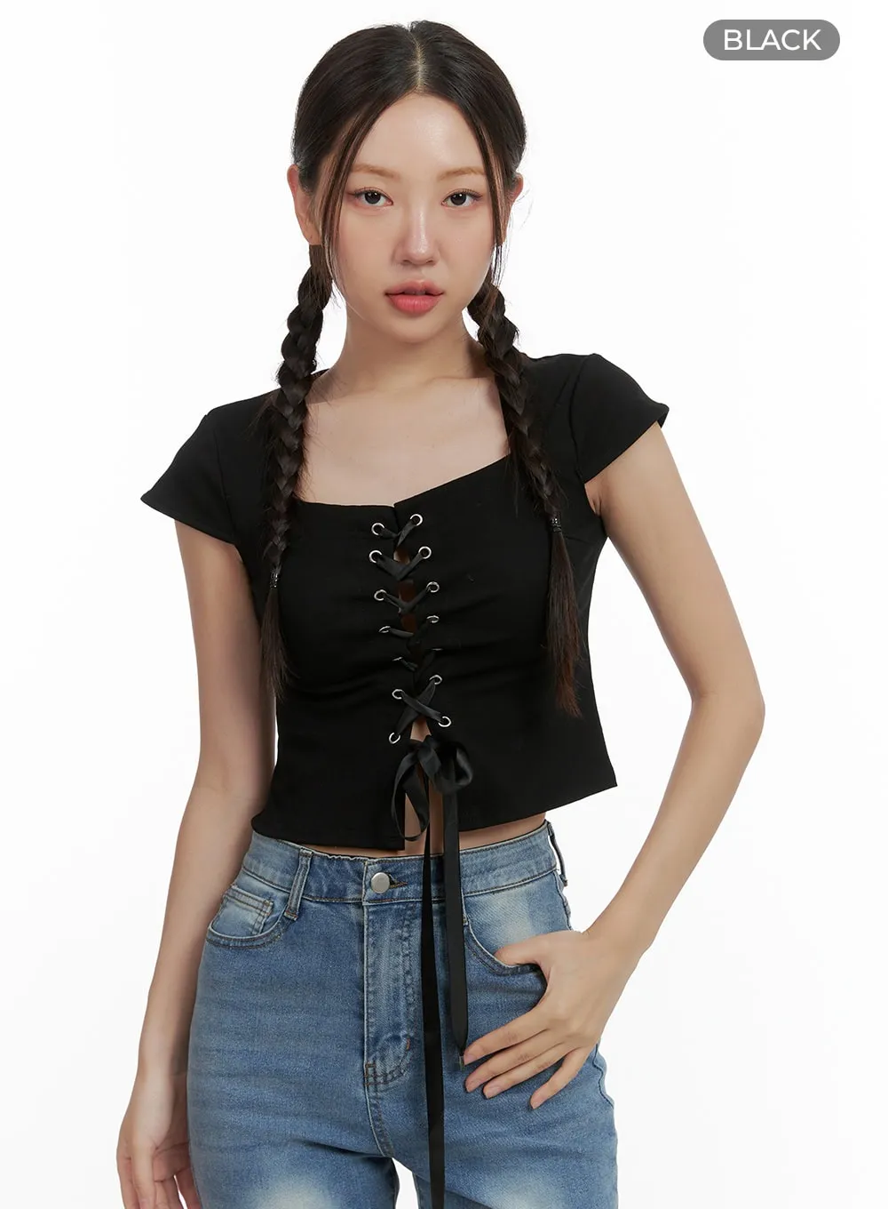 Lace Up Crop Top OL402