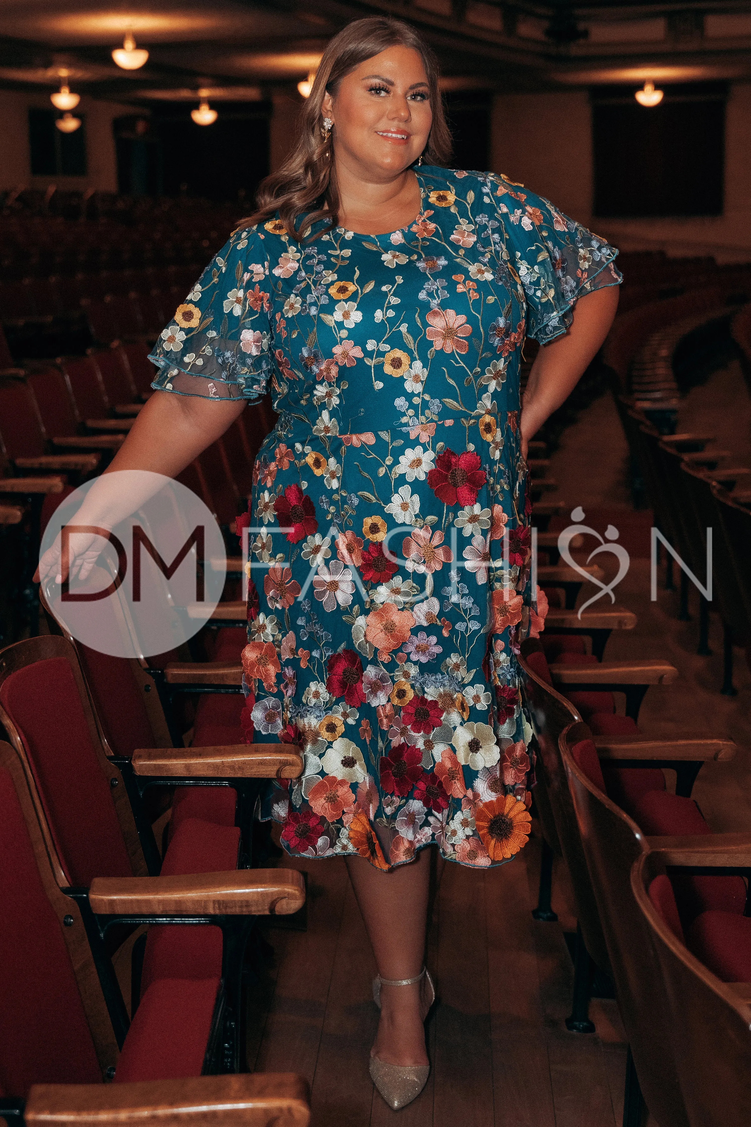 Lillian Duchess Teal Floral Dress - DM Exclusive