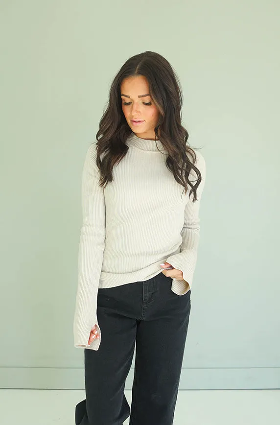 Make It Known Taupe Ribbed Sweater Top - FINAL SALE - FINAL FEW