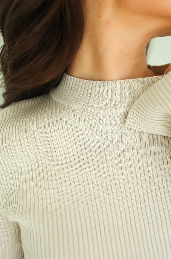 Make It Known Taupe Ribbed Sweater Top - FINAL SALE - FINAL FEW