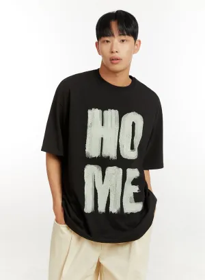 Men's Cotton Lettering Oversize T-Shirt IU426