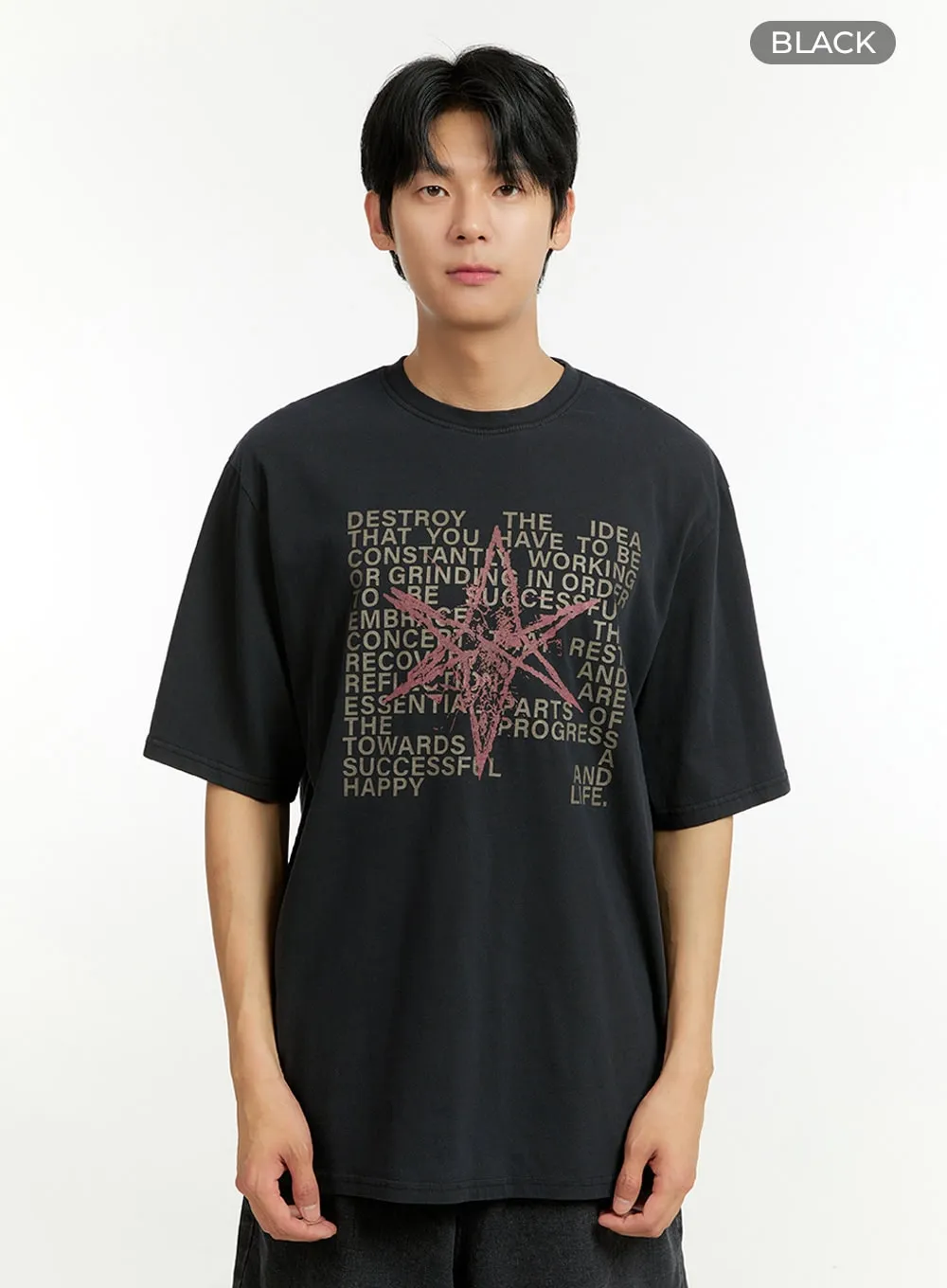 Men's Oversized Letter T-Shirt IL412