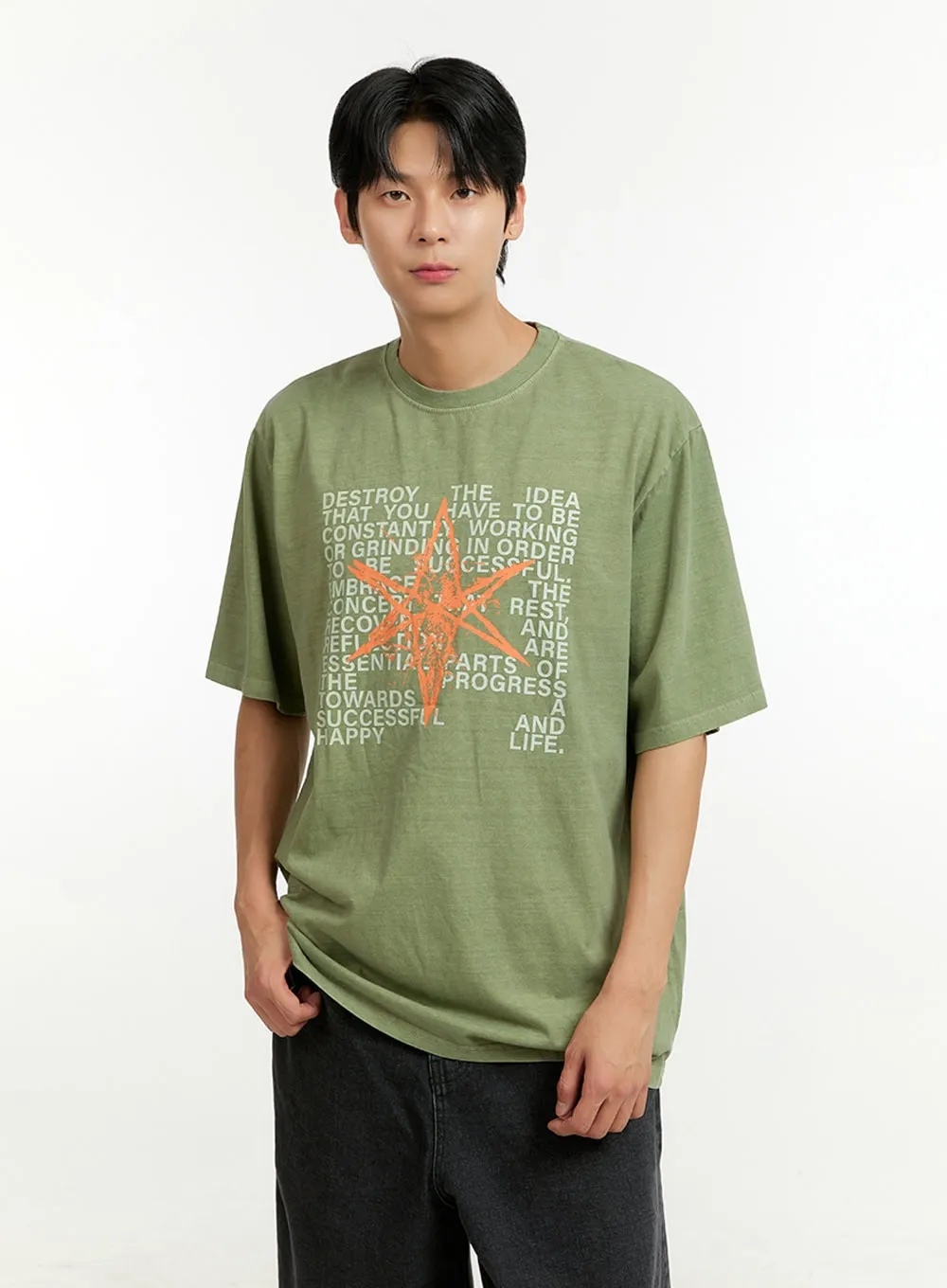 Men's Oversized Letter T-Shirt IL412